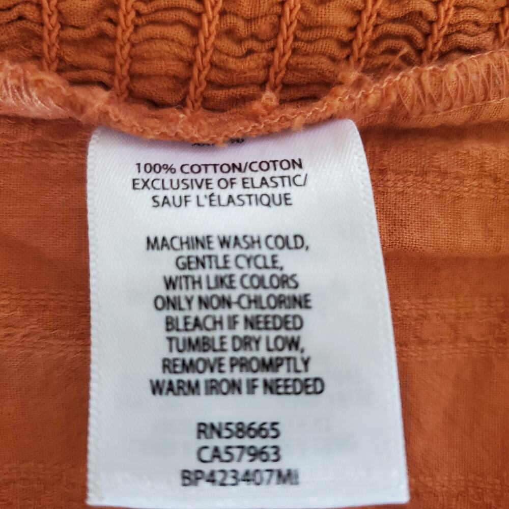 BP. Swiss Dot Ruched Puff Sleeve Top Rust Orange Size M - Picture 7 of 9